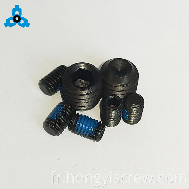 Din913 Black No Head Hex Socket en carbone en acier Vis avec point de tasse avec Bule Nylon Patch OEM Stock Support